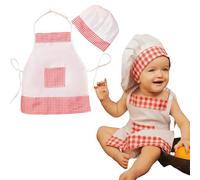 Cuwtheugwg Tenue De Chef 2 Pièces pour Nouveau-Né,Tenue De Chef pour Tout-Petits Tablier Chef Cuisine Enfant Chapeau Chef Cuisinier Déguisement Chef Cuisinier Déguisements pour Bébé