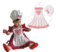 Cuwtheugwg Tenue De Chef 2 Pièces pour Nouveau-Né,Tenue De Cuisinier pour Bébé Et Toque De Chef Tablier Chef Club Kids Bonnet De Chef Deguisement Chef Cuisinier Deguisement Bebe 2 Ans