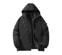 Cuwtheugwg Veste Homme Hiver Blouson Décontracté Thermique Manteaux Parka Chaud Coupe-Vent Avec Poches Capuche Lavable Chauds Gilet Automne Vent Et Pluie Extérieur Vêtement (Le noir,M)