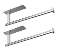 CUXIXA Lot de 2 porte-serviettes en papier adhésif amélioré pour cuisine, salle de bain, camping-car, résistant à la flexion, autocollant ou montage par perçage, en acier inoxydable, argenté