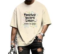 Cuyoyoa Class of 2026 T-shirts pour hommes - Twelve Years Later | T-shirt surdimensionné à manches courtes et col rond pour hommes - Pour les loisirs, beige, 5XL