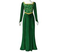 Cuzeolin Robe de princesse à manches longues en velours vert pour femme, Fiona, 3X-Large