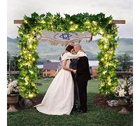 cuzile Guirlande de lierre artificiel de 5 m, lierre artificiel avec 50 lumières LED, décoration murale, feuilles, plantes, vignes, vert, guirlande, plante suspendue, vigne, pour chambre, jardin