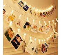 cuzile La chaîne de clip LED allume la lumière de cintres d'image actionnés agrafes accrocher des des notes des cartes des mémos et des il Alimenté par batterie 40 LED blanc chaud