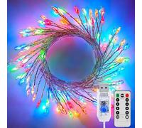 cuzile USB Feu d'artifice Fée Lumières, 6M 200 LED Lumières scintillantes avec télécommande et minuteur, lumières en grappe étanches pour couronne intérieure DIY fête mariage décoration de Noël