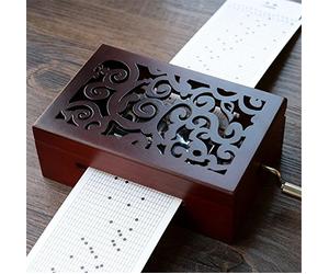 Cuzit Antique Vintage gravé en Bois Boîte à Musique 30 Note Mouvement à manivelle DIY Boîte à Musique Composer YR Chanson Inclure Un Punch, 14 Feuilles Blanches et 16 Musique Papier Meilleur Cadeau