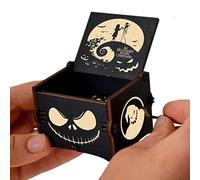 Cuzit Boîte à musique jouet en bois This is Halloween Tune The Nightmare Before Christmas à manivelle gravée boîte à musique en bois vintage jouet cadeaux pour Halloween anniversaire Noël