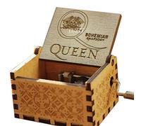 Cuzit Boîte à musique Queen Greatest Hits Queen Bohemian RHAPSODY antique sculptée à la main en bois Boîte à musique créative en bois Artisanat Cadeau idéal pour les enfants, les amis