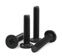 CVAADV 10-50pcs M1.6 M2 .5 M3 M4 M5 M6 noir 304 acier inoxydable croix Phillips Ultra mince plat vis à tête de plaquette for ordinateur portable L:2-40mm(16mm,M4 (20pcs))