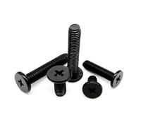 CVAADV Vis à tête plate ultra-mince, cruciforme Phillips, CM M1.6 M2.5 M3 M4 M5 M6 en acier inoxydable noir 304 A2-70(8mm,10pcs M5)