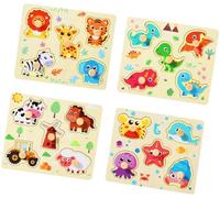 CVARRISE 4 Pcs Puzzles en Bois pour Enfants, Animal Montessori Puzzle Jouets, Jouet Éducatif pour Bébé D'âge Préscolaire, Apprentissage Tout Petits Puzzle Jouets Filles Garçons 1 2 3 Ans