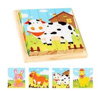 CVARRISE Puzzle 3D Montessori Animaux de Ferme 1 2 3 Ans, Aquarelle 4 Faces, Jouet Haut-Amical de Haute Qualité pour Tout-Petits Farm