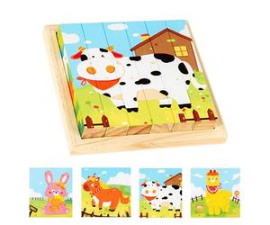 CVARRISE Puzzle 3D Montessori Animaux de Ferme 1 2 3 Ans, Aquarelle 4 Faces, Jouet Haut-Amical de Haute Qualité pour Tout-Petits Farm