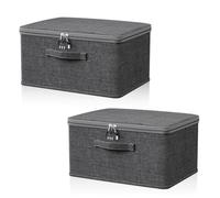 CVASNF Lot de 2 boîtes de rangement verrouillables pliables avec serrure avec couvercle pour linge de lit, vêtements, bonbons, 30 x 20 x 14 cm