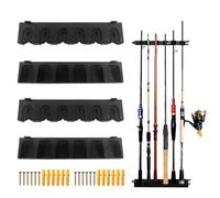 CVASNF Lot de 2 paires de supports muraux pour cannes à pêche - Support mural vertical pour 12 cannes à pêche - Pour garage, bateau, garage, mur