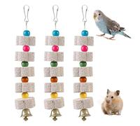 CVASNF Lot de 3 grands jouets à mâcher pour oiseau, avec cloche, pour perroquet, oiseau, dents, calcaire, perruche, perruche, oiseau