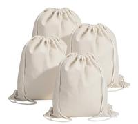 CVASNF Lot de 4 sacs de gym en toile - 38 x 42 cm - Avec cordon de serrage - Sac de sport à peindre - Sac en tissu pour le sport, les voyages, les femmes et les hommes - Bricolage
