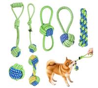 CVASNF Lot de 7 cordes pour chien - En coton - Jouet pour chiot - Jeu et entraînement - Vert