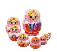 CVdrtyED Poupée Russe Matryoshka Ensemble De Poupées Russes en Bois Faites À La Main 10 Pièces pour Jouet Anniversaire Décoration Noël Jouet Empilable