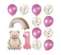 CVDYWDJIE 1 Ballon Ours, 1 Ballon Arc-en-Ciel, 1 Ballon Numéroté Et 10 Ballons À Paillettes, Décoration De Scène De Fête, Ballons De Décoration d'anniversaire