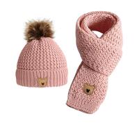CVDYWDJIE 1 Bonnet Tricoté Et 1 Écharpe Tricotée, Équipement D'Hiver Chaud, Joli Bonnet En Laine, Bonnet Froid Pour Enfants, Cache-Cou