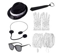 CVDYWDJIE 1 Chapeau À Paillettes, 1 Cravate, 1 Paire De S, 1 Paire De Lunettes, 1 Paire De Chaussures Et 1 Casque, Accessoires De Jeu De Rôle, Accessoires De Costumes pour Représentations Scéniques
