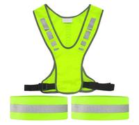 CVDYWDJIE 1 Gilet Réfléchissant Et 2 Boucles De Poignet Réfléchissantes, Boucles De Poignet Élastiques Sportives, Gilet D'Avertissement De Sécurité Nocturne, Gilet De Course