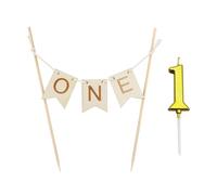CVDYWDJIE 1 Jeu D'Inserts De Gâteau en Bois Et 1 Bougie Numéro 1, Décoration De Gâteau d'anniversaire, Fournitures De Fête d'anniversaire pour Bébé