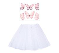 CVDYWDJIE 1 Jupe À Paillettes Étoiles Et 1 Autocollant Papillon, Jupe En Maille Pour Enfants, Vêtements De Performance, Tutu Étincelant, Accessoires Vestimentaires