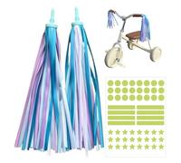 CVDYWDJIE 1 Paire De Banderoles De Guidon De Vélo Et 1 Morceau D'Autocollants Réfléchissants pour Vélo, Décorations De Vélo, Accessoires De Vélo pour Enfants