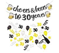 CVDYWDJIE 1 Pièce De Drapeau De Bière du 30E Anniversaire, 15 G De Confettis du 30E Anniversaire, Accessoires Créatifs De Fête d'anniversaire, Décoration De Confettis De Bannière De Fête De La Bière