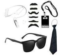 CVDYWDJIE 1 Pièce De Lunettes De Soleil, 1 Pièce D'Accessoire pour Talkie-Walkie, 1 Pièce De Porte-Carte avec Cordon, 1 Pièce De Cravate, 6 Pièces De Barbe Artificielle, Accessoires De Jeu De Rôle
