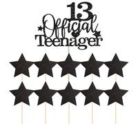 CVDYWDJIE 1 Pièce D'Insert pour 13E Anniversaire, 10 Pièces D'Insert Étoile Noire, Décoration De Gâteau, Décoration De Gâteau De Fête d'anniversaire pour Enfants