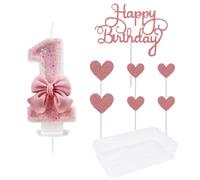 CVDYWDJIE 1 Pièce Numéro 1 Bougie Et 1 Ensemble D'Inserts À Gâteau, Bougies Scintillantes, Bougies À Gâteaux Sucrés, Décorations De Gâteaux, Fournitures De Fête d'anniversaire
