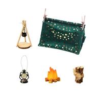 CVDYWDJIE 1 Tente, 8 Poêles, 1 Flamme, 1 Bois De Chauffage Et 1 Lampe À Pétrole, Accessoires pour Maison De Poupée, Micro Décoration Paysagère