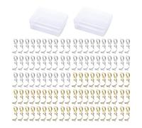CVDYWDJIE 100 Crochets De Boucles d'oreilles Triangulaires, 2 Boîtes De Rangement Transparentes, Boucles d'oreilles À Clips Non Percées, Accessoires De Bijoux DIY, Accessoires De Boucles d'oreilles