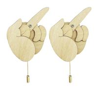 CVDYWDJIE 2 Pièces Broches en Bois Intéressantes, Broches De Conception Créative, Broches Réversibles du Majeur, Broches Personnalisées, Broches Intéressantes