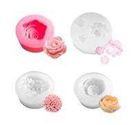 CVDYWDJIE 3 Moules À Fleurs Simples Et 1 Moule À Fleurs Triples, Moules en Silicone, Moules À Bougies, Accessoires De Bricolage, Moules pour Ornements Décoratifs