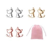 CVDYWDJIE 3 Paires De Boucles d'oreilles Chaton Et 1 Sac De Rangement, Boucles d'oreilles Mignonnes, Boucles d'oreilles Au Design Simple, Boucles d'oreilles Décoratives À La Mode