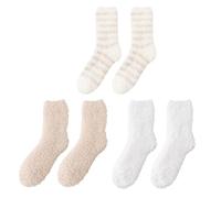 CVDYWDJIE 3 Paires De Chaussettes En Polaire Corail Pour Femmes, Chaussettes Pour Femmes De Longueur Moyenne, Chaussettes Thermiques En Polaire, Chaussettes De Couchage, Chaussettes Douces