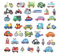 CVDYWDJIE 38 Pièces Patchs Thermocollants pour Enfants, Ensemble De Patchs pour Véhicules, Patchs en Tissu Brodés pour Voiture Et Bateau, Patchs pour Vêtements De Bricolage