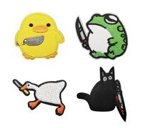 CVDYWDJIE 4 Pièces Autocollants en Tissu Animal De Dessin Animé, Autocollants en Tissu De Broderie Mignons, Autocollants en Tissu De Décoration De Vêtements, Accessoires De Décoration De Vêtements
