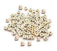 CVDYWDJIE 400 Pièces De Perles D'Alphabet Carrées, Bois, Accessoires De Perles Pour Enfants, Fabrication De Bijoux