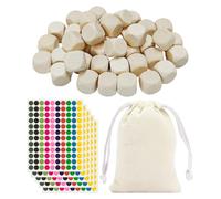 CVDYWDJIE 50 Cubes en Bois Vierges, 1 Sac De Rangement Et 5 Autocollants Ronds, Matériaux De Cube De Bricolage, Artisanat Créatif pour Enfants