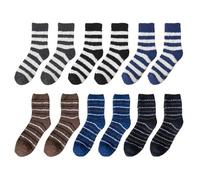 CVDYWDJIE 6 Paires De Chaussettes Rayées, Chaussettes Polaires Moelleuses, Chaussettes Pelucheuses Pour Hommes, Chaussettes De Couchage Chaudes, Chaussettes Chaudes Et Confortables