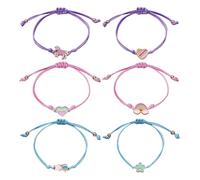 CVDYWDJIE 6 Pièces Bracelet Arc-en-Ciel Cheval pour Enfants - Accessoires De Bijoux Réglables et Mode pour Filles - Cadeaux pour Sœurs