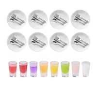 CVDYWDJIE 8 Ensembles De Modèles De Vaisselle Et 8 Tasses De Modèles De Jus, Vaisselle Miniature Simulée, Accessoires De Maison De Poupée, Mini Modèles De Nourriture, Jouets pour Enfants