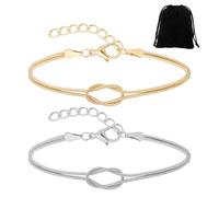 CVDYWDJIE Bracelets 2 Pièces, Sac De Rangement Bijoux 1 Pièce, Bracelets en Métal pour Femme, Bijoux Fantaisie, Bracelets D'Amitié, Bracelets De Couple