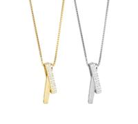 CVDYWDJIE Colliers 2 Pièces Aux Lignes Géométriques, Colliers Au Design Simple, Chaînes À Pendentif Polyvalentes, Colliers pour Femmes, Bijoux pour Femmes