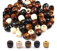 CVDYWDJIE Ensemble De 250 Perles en Bois, Perles en Bois De Cinq Couleurs, Perles en Bois Naturelles en Forme De Tonneau, Perles en Bois Faites À La Main, De Bracelets Et De Bijoux